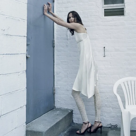 Satin Effect Dress With Lace White Zara S - Picture 7 of 9